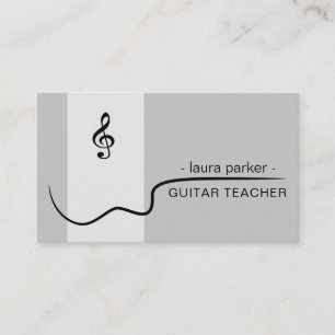 Guitar Music Teacher with acoustic  musician Business Card