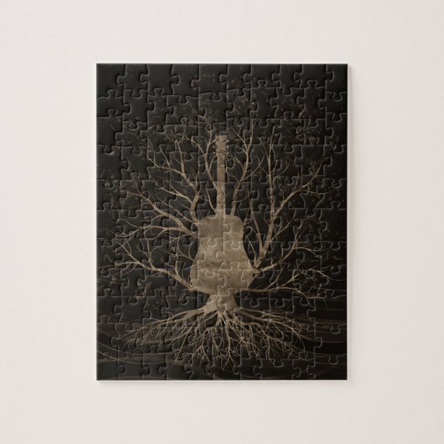 Guitar Music Tree - Gold and Browns Jigsaw Puzzle (Vertical)