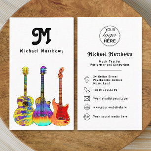 Guitar Music Tutor Musician Logo Social Media Icon Business Card