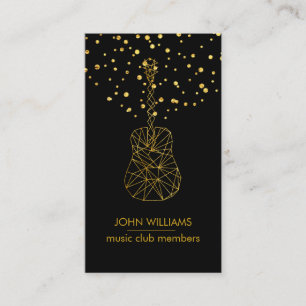 Guitar Music World Teacher Player  Black Gold Faux Business Card