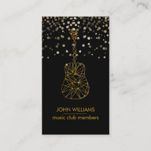 Guitar Music World Teacher Player  Black Gold Faux Business Card