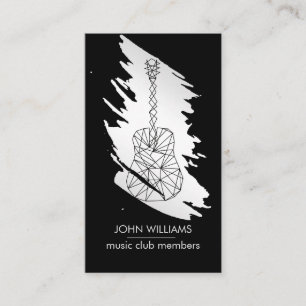 Guitar Music World Teacher Player Silver Grey Business Card