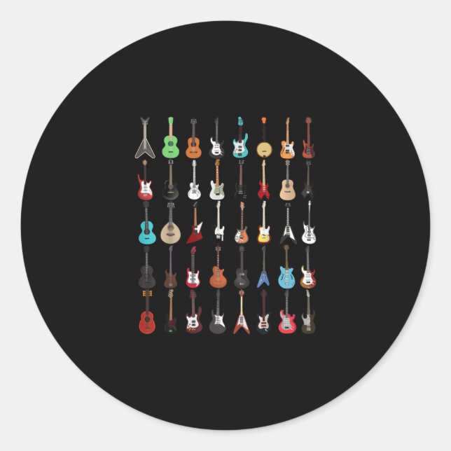 Guitar Musical Instrument Rock and Roll Classic Round Sticker (Front)