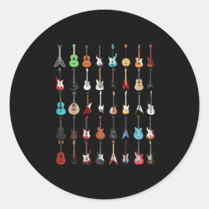 Guitar Musical Instrument Rock and Roll Classic Round Sticker