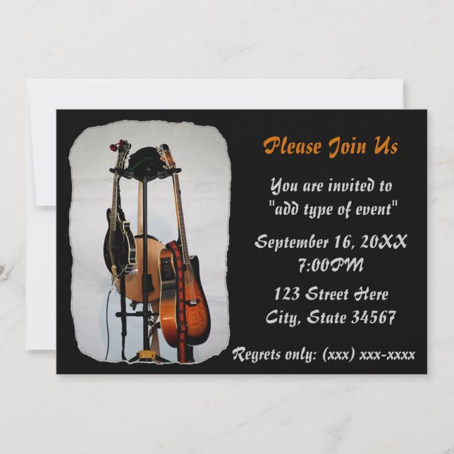 Guitar Musical Instruments Recital Invitations (Front)