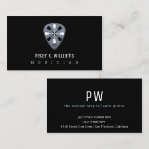 guitar musician business card with guitar-pick