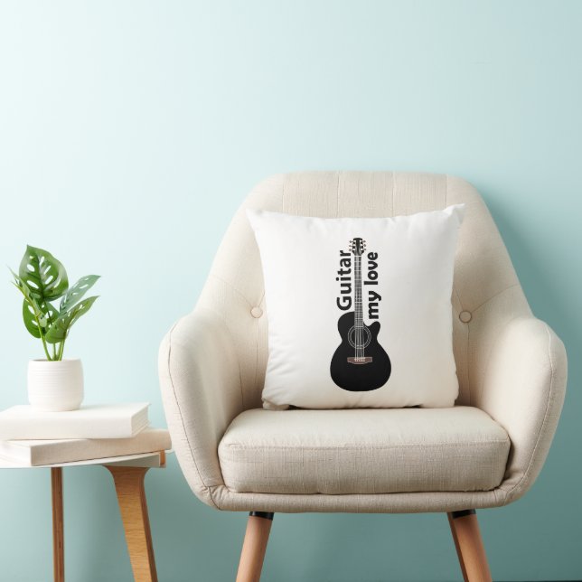 Guitar My Love Guitar Throw Pillow (Chair)