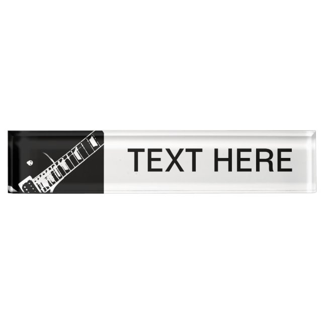 guitar neck stamp black and white nameplate (Front)