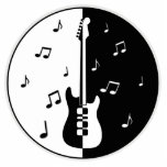 Guitar Night Standing Photo Sculpture<br><div class="desc">Black and white design of an electric guitar with music notes. Use customize button to personalize.</div>