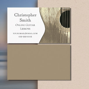 Guitar Online Music Lessons Beige and White Business Card
