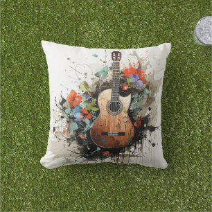 Guitar Outdoor Pillow