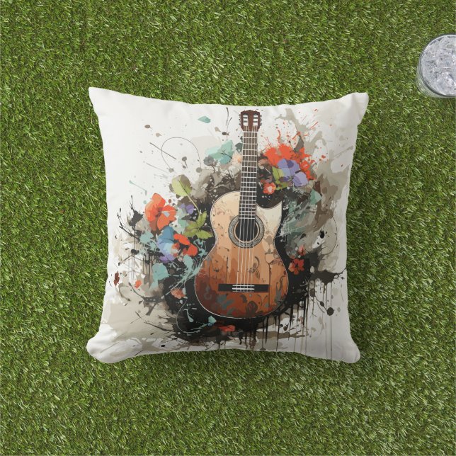 Guitar Outdoor Pillow (Grass)