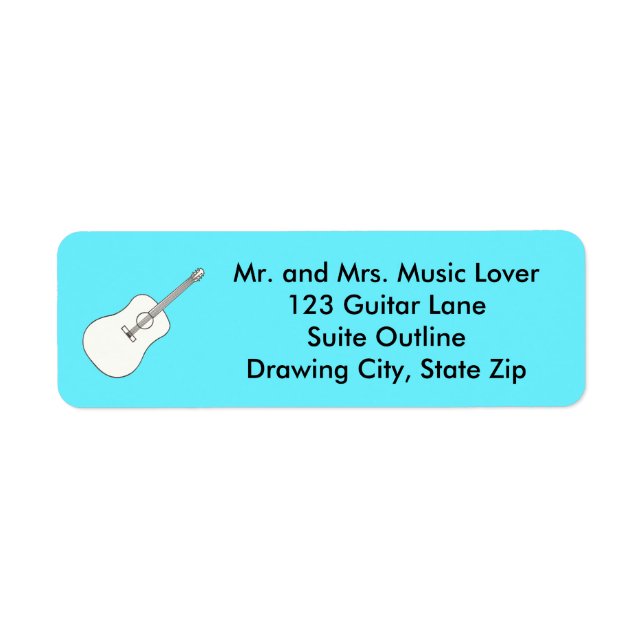 Guitar Outline Drawing Address Labels (Front)