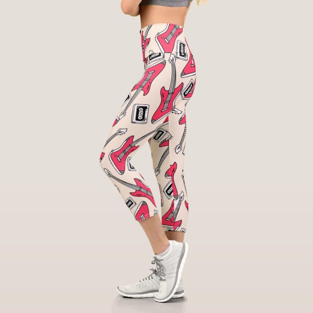 Guitar Pattern Capri Leggings (Left)
