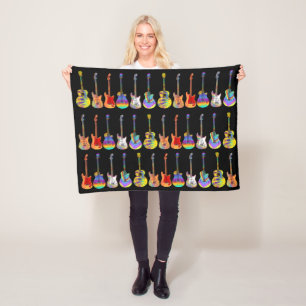 Guitar pattern Colourful Fleece Blanket
