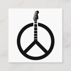 Guitar Peace Sign Square Business Card