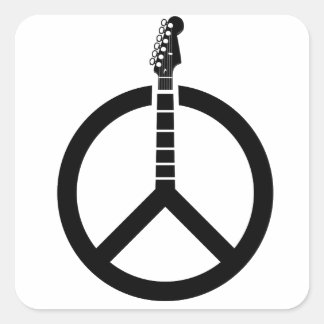 Guitar Peace Sign Square Sticker