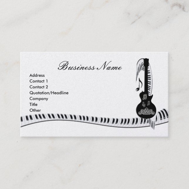 Guitar Piano & Music Notes Business Cards (Front)