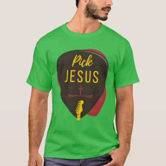 Guitar Pick Jesus Christian Music Guitarist Pastor T-Shirt