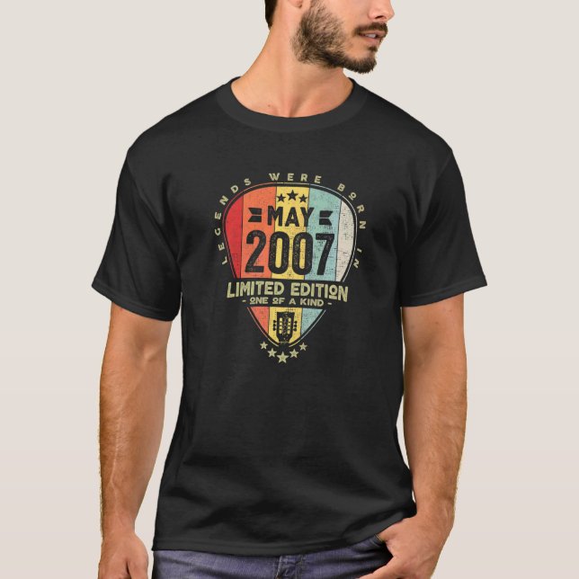 Guitar Pick  Legends Were Born In May 2007 Guitar T-Shirt (Front)