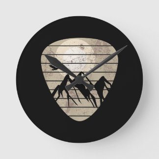 Guitar Pick Mountain Cool Guitar Player Guitarist Round Clock