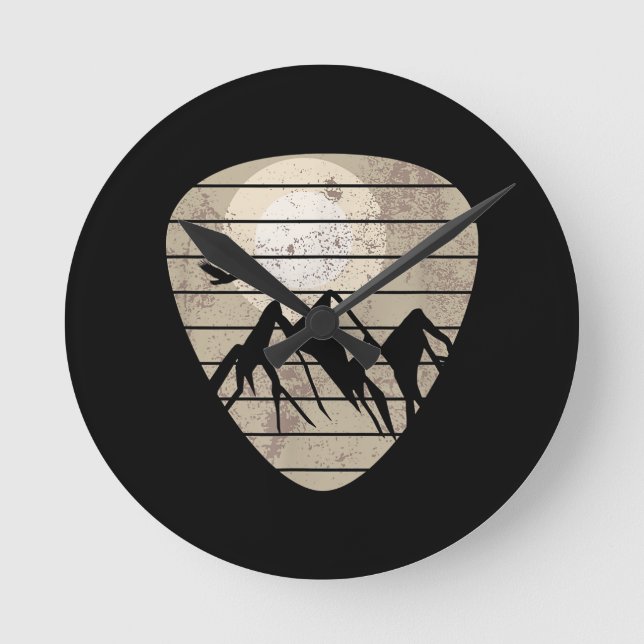 Guitar Pick Mountain Cool Guitar Player Guitarist Round Clock (Front)