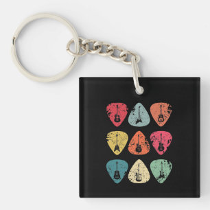 Guitar Pick Retro Vintage for Guitarists Bassist Keychain