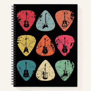Guitar Pick Retro Vintage for Guitarists Bassist Notebook