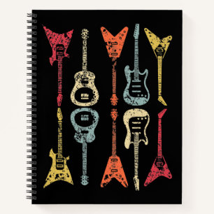 Guitar Pick Retro Vintage For Guitarists Bassist Notebook