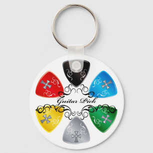 Guitar Pick Round Keychain