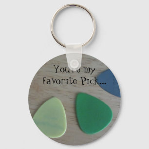Guitar Picks with a Cute Saying Keychain