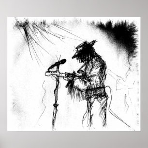 Guitar Player and Band on Stage Poster