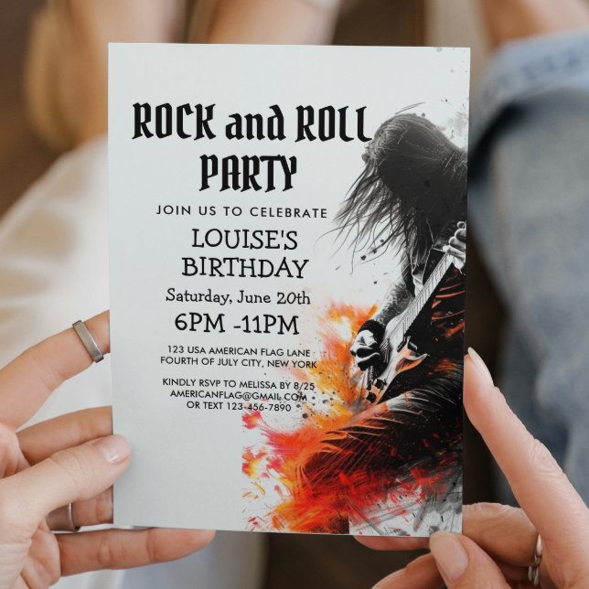 Guitar Player and Rock And Roll Party Invitation (Creator Uploaded)