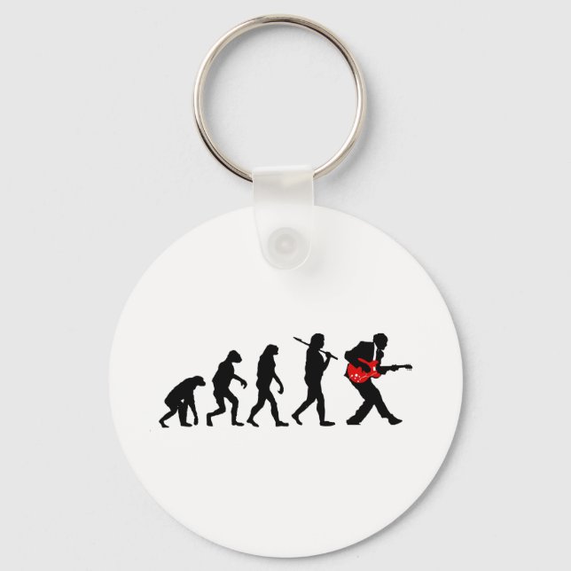 Guitar player evolution keychain (Front)