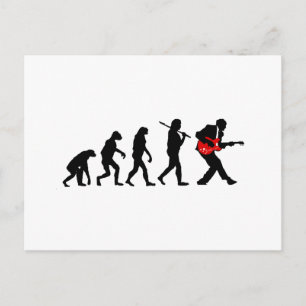 Guitar player evolution postcard