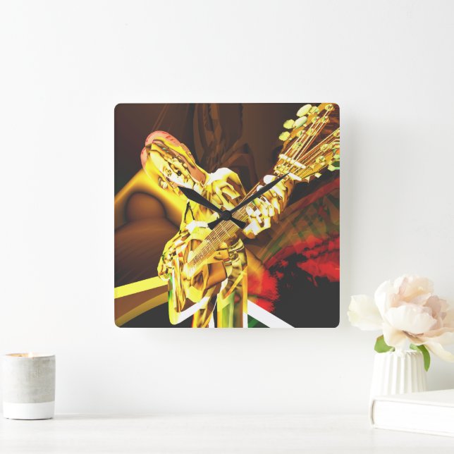 Guitar Player FX Square Wall Clock (Home)
