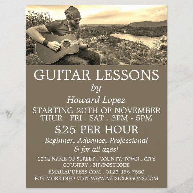 Guitar Player, Guitar Lessons Advertising Flyer (Front)