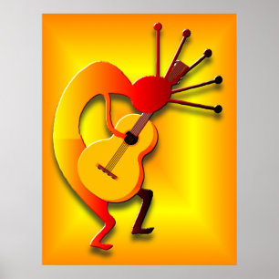 Guitar Player in Gold Poster