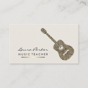 Guitar Player Instrument Music Teacher Gold Business Card