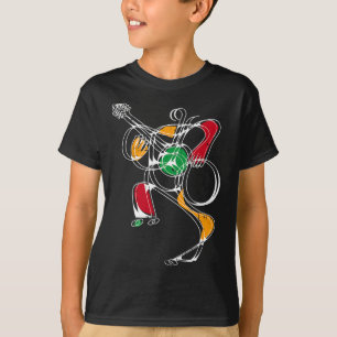 Guitar Player Line Art Black History Month Colours T-Shirt