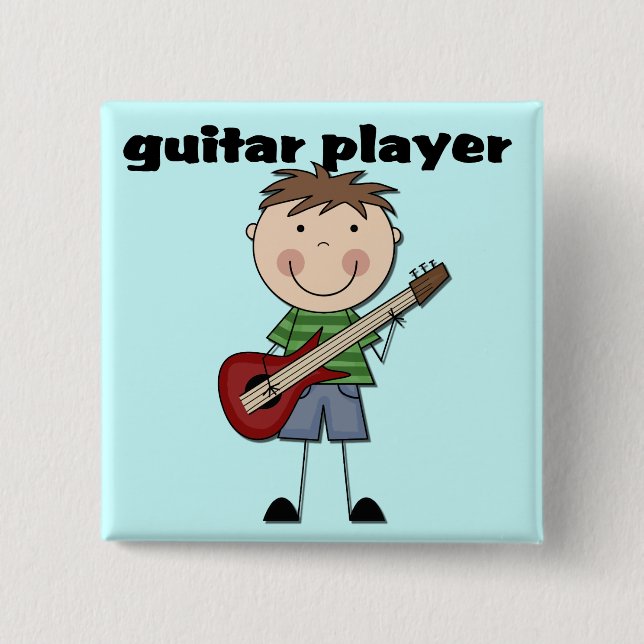 Guitar Player - Male Tshirts and Gifts 2 Inch Square Button (Front)