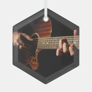 Guitar Player Music Musician Glass Ornament