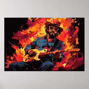 Guitar Player Music Painting Abstract Art Decor