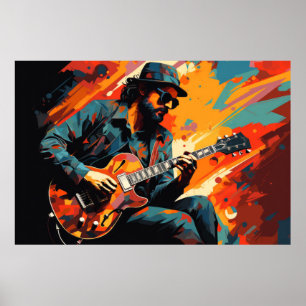 Guitar Player Music Painting Abstract Art Decor