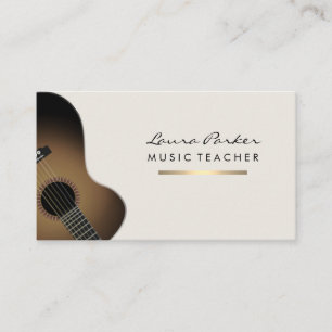 Guitar Player Musician Music Teacher  Gold Business Card