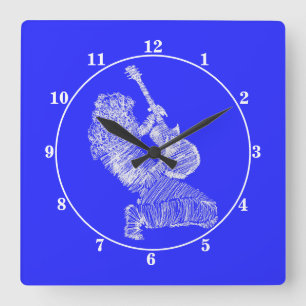 Guitar Player - Rock N Roll Square Wall Clock