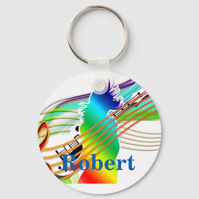 Guitar Player With Music Keychain (Front)