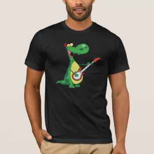 Guitar Playing Dinosaur Mens T-Shirt