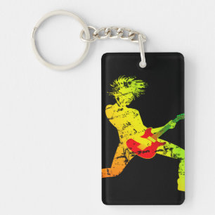 Guitar Playing Rocker Keychain