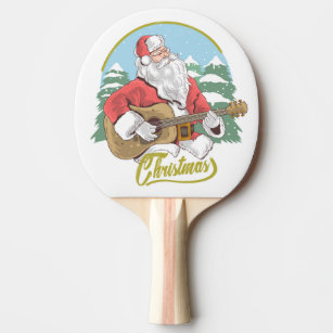 Guitar Playing Santa Claus   Christmas Ping Pong Paddle